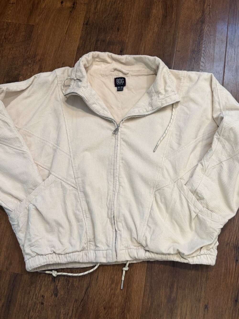 Urban Outfitters BDG Ribbed Cropped Jacket Cream sz XS - Picture 3 of 11